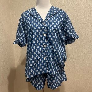 Mark & Graham Cotton Block Print Pajama Set, L